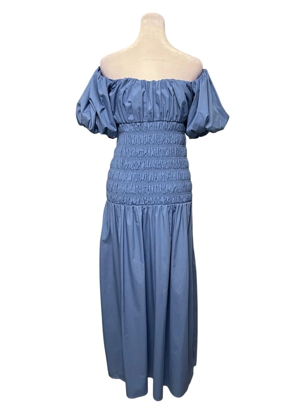 Abercrombie & Fitch Blue Off Shoulder Smocked Low Waist Maxi Dress NWOT